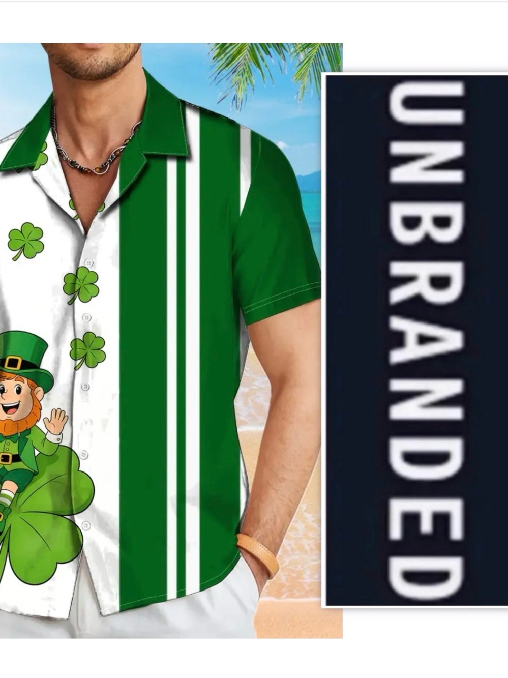 UNBRANDED St. Patrick's Day Clover Print Holiday Shirt